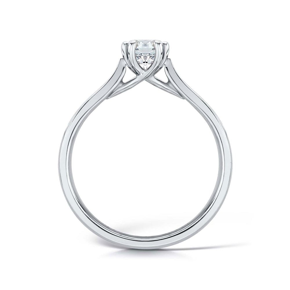 Solitaire Four Split - Claw Engagement Ring with Tapered Daylight Shoulders - Samuel Perry