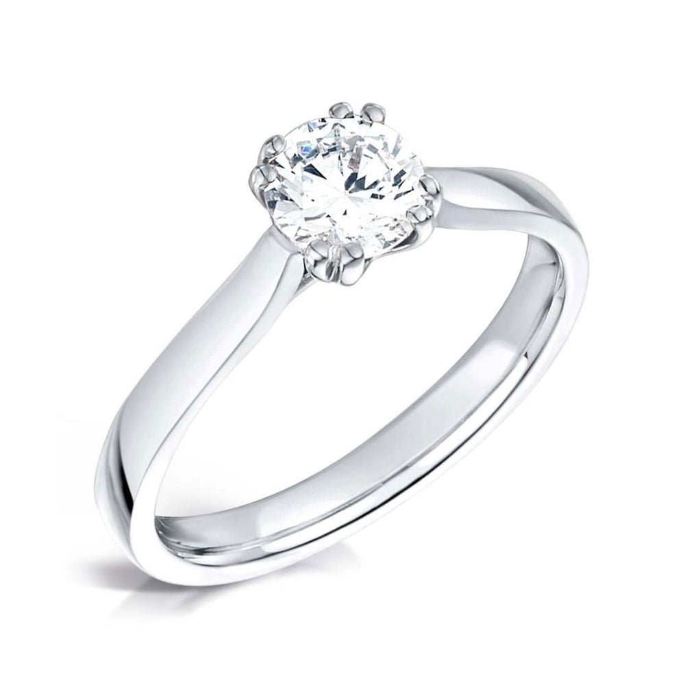 Solitaire Four Split - Claw Engagement Ring with Tapered Daylight Shoulders - Samuel Perry
