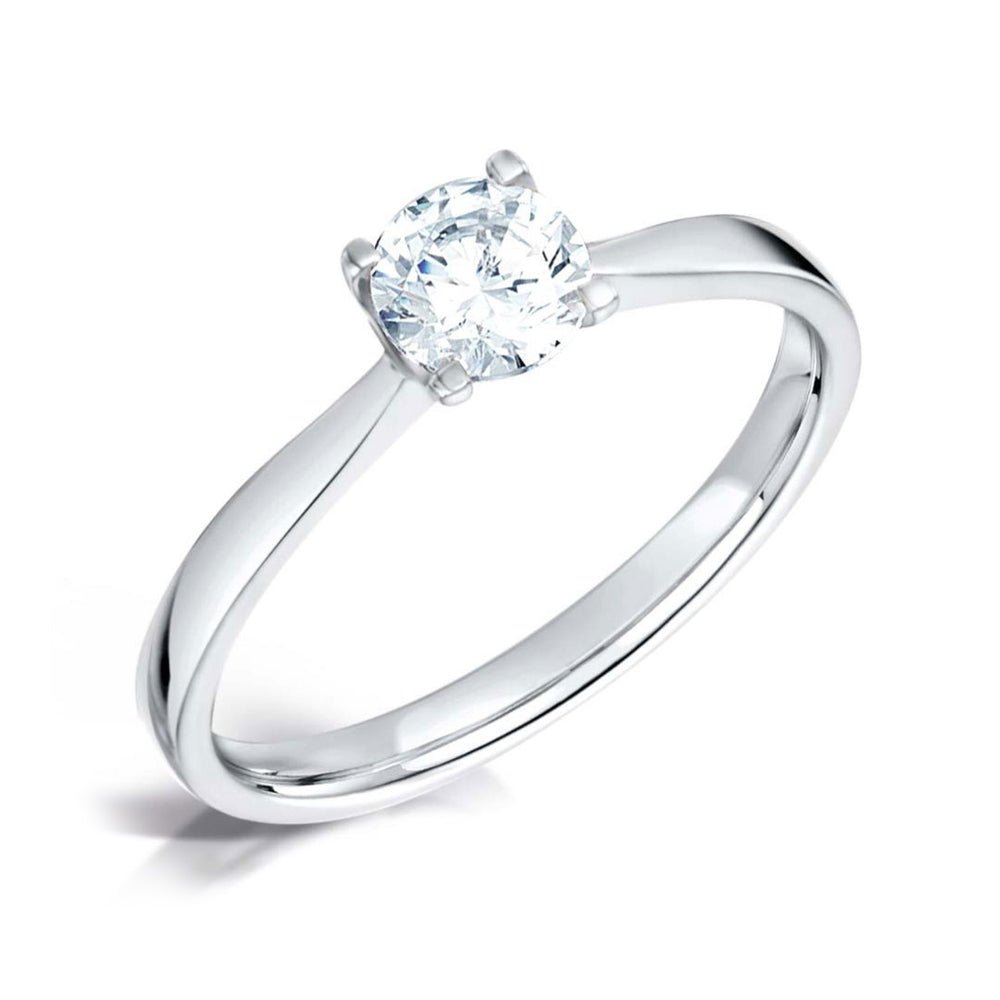 Solitaire Low ‘U’ Claw Engagement Ring with Tapered Solid Court Band - Samuel Perry