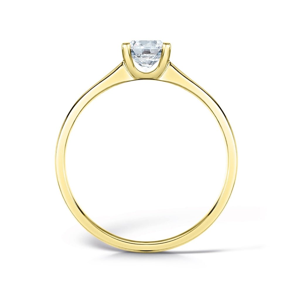 Solitaire Low ‘U’ Claw Engagement Ring with Tapered Solid Court Band - Samuel Perry