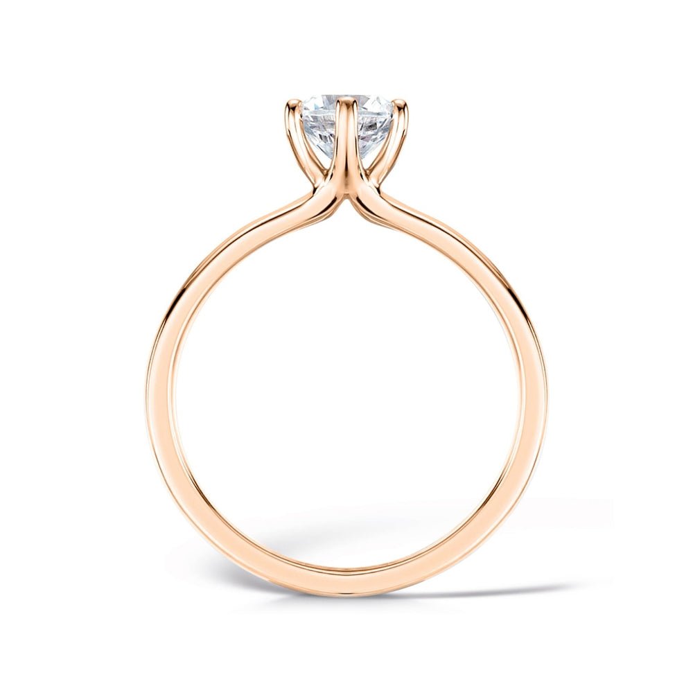 Solitaire Six - Claw Engagement Ring with Parallel Court Band - Samuel Perry