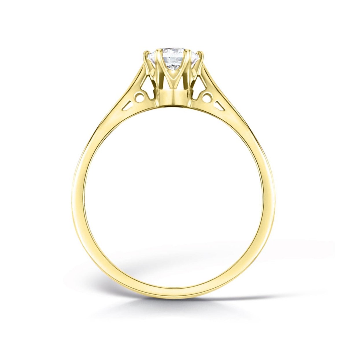 Solitaire Six - Claw Rex Engagement Ring with Tapered Chenier Band - Samuel Perry