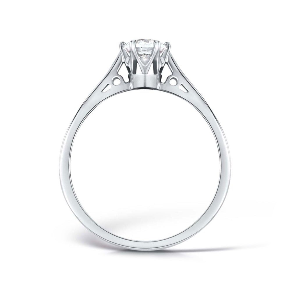 Solitaire Six - Claw Rex Engagement Ring with Tapered Chenier Band - Samuel Perry