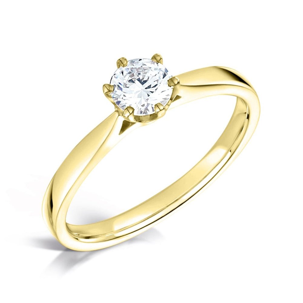 Solitaire Six - Claw Rex Engagement Ring with Tapered Daylight Shoulders - Samuel Perry