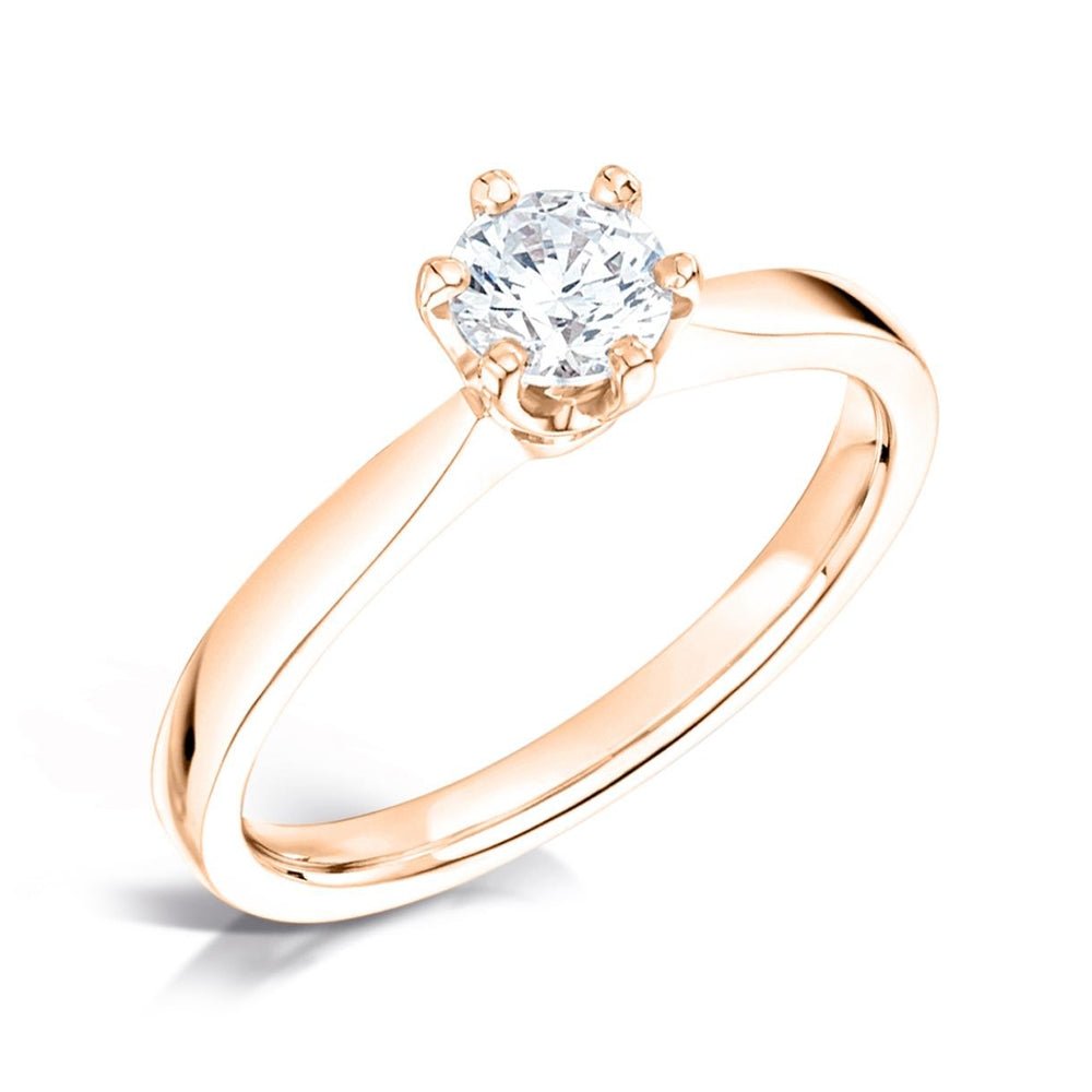 Solitaire Six - Claw Rex Tapered Solid Court Engagement Ring - Samuel Perry
