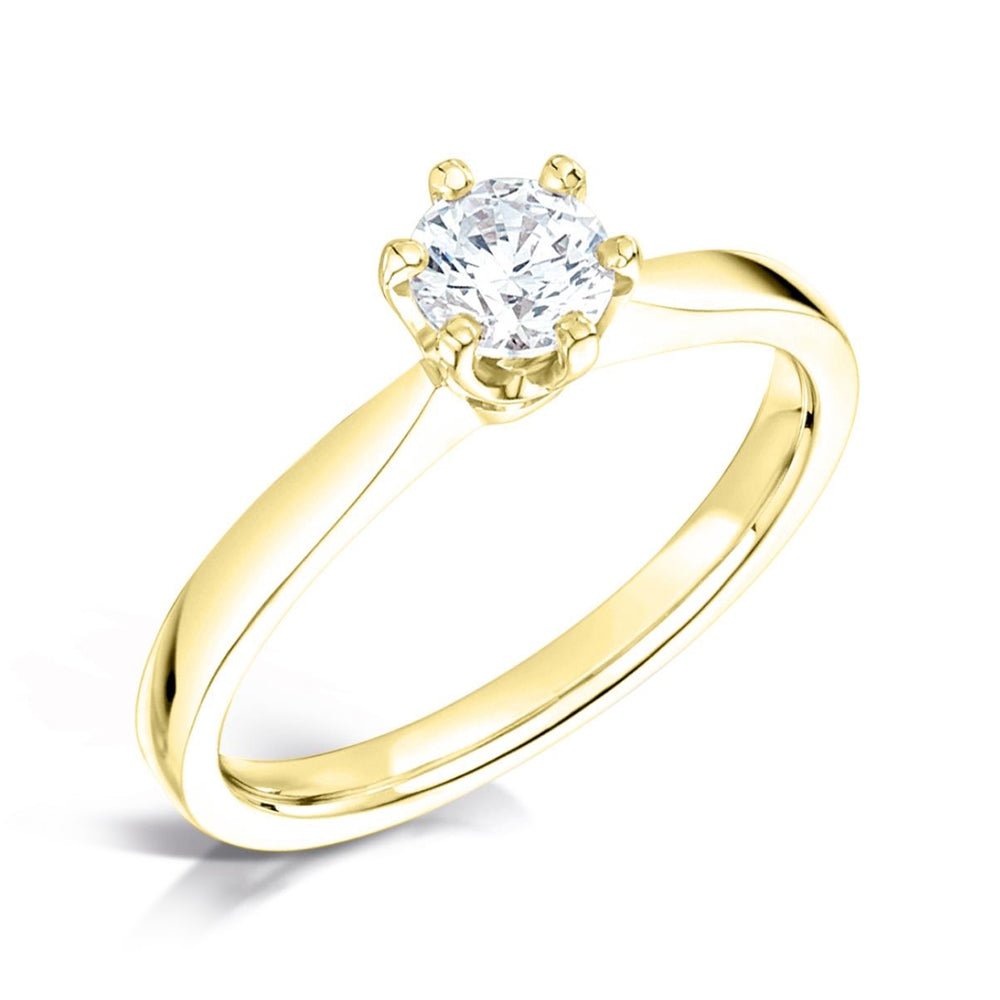 Solitaire Six - Claw Rex Tapered Solid Court Engagement Ring - Samuel Perry