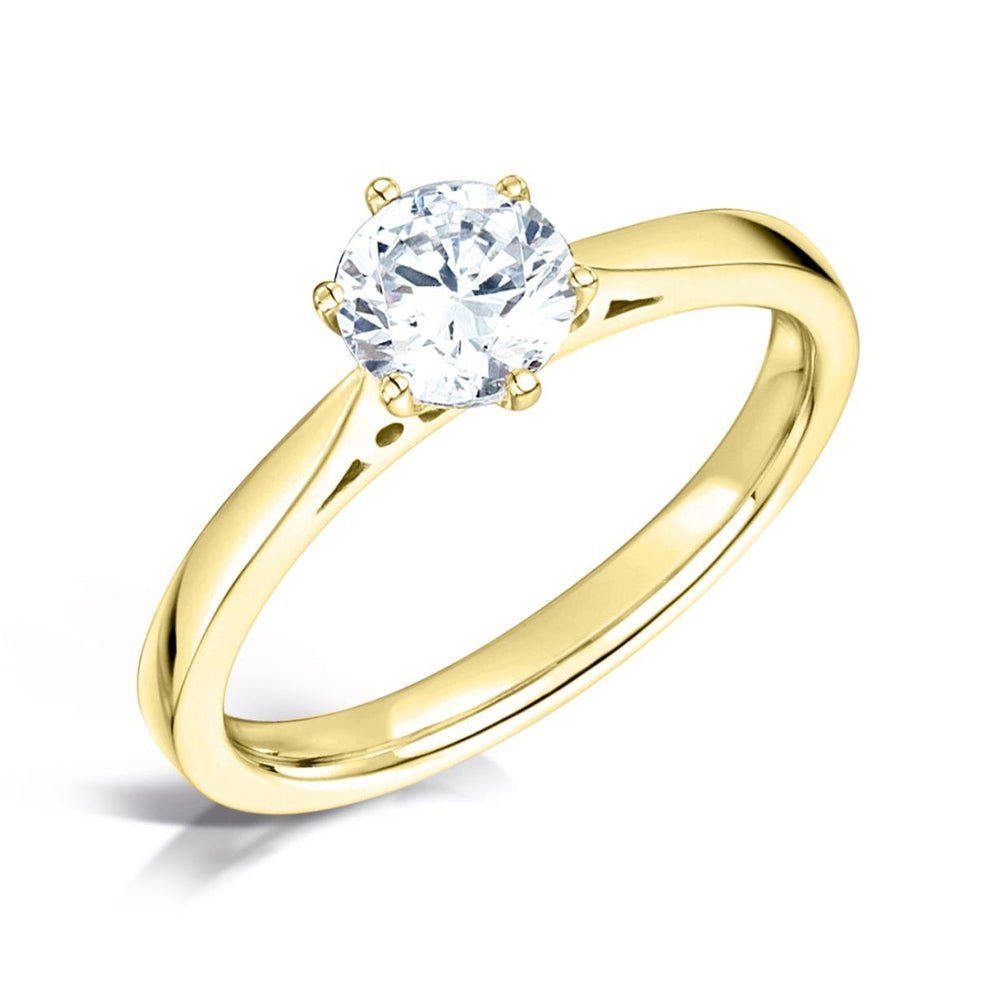 Solitaire Six - Claw Tapered Chenier Court Engagement Ring - Samuel Perry