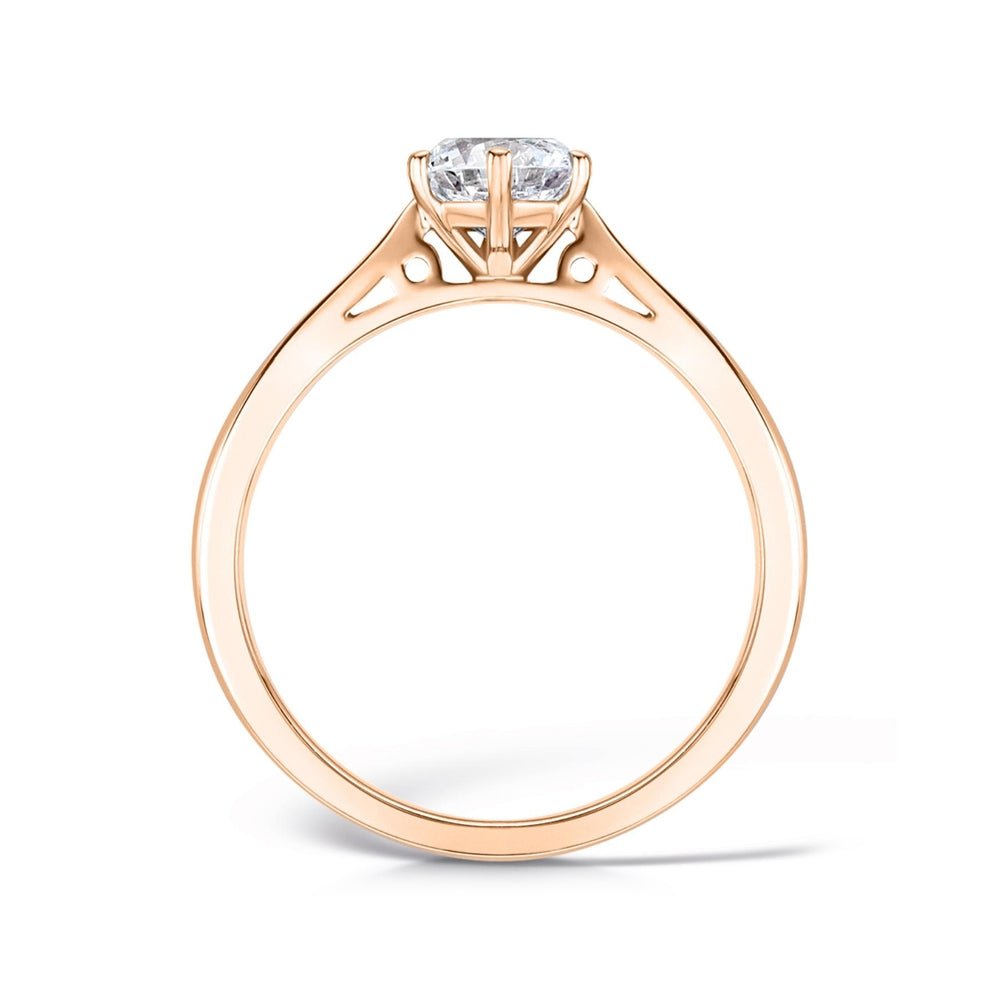 Solitaire Six - Claw Tapered Chenier Court Engagement Ring - Samuel Perry