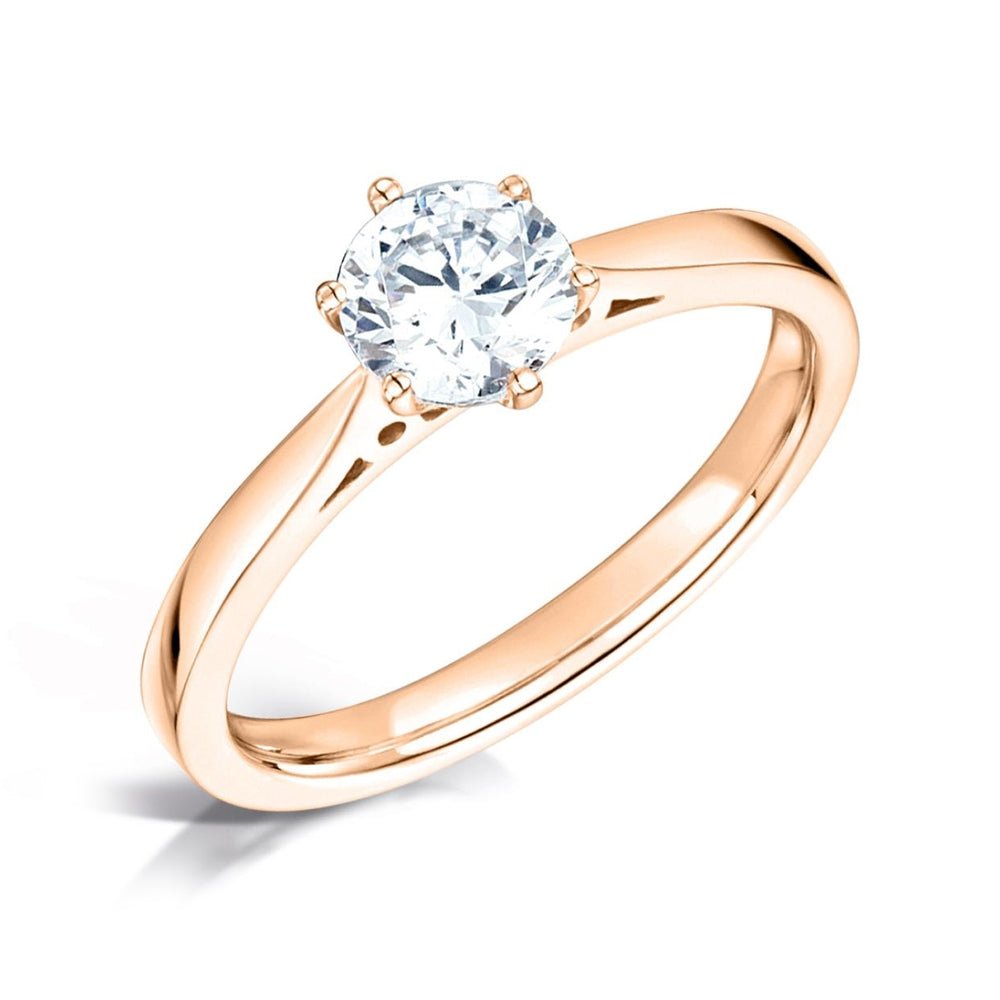 Solitaire Six - Claw Tapered Chenier Court Engagement Ring - Samuel Perry