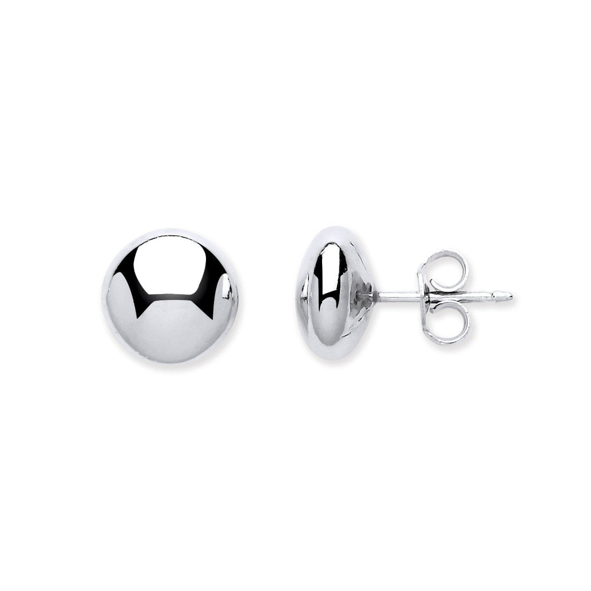 Sterling Silver 10mm Button Stud Earrings - Samuel Perry