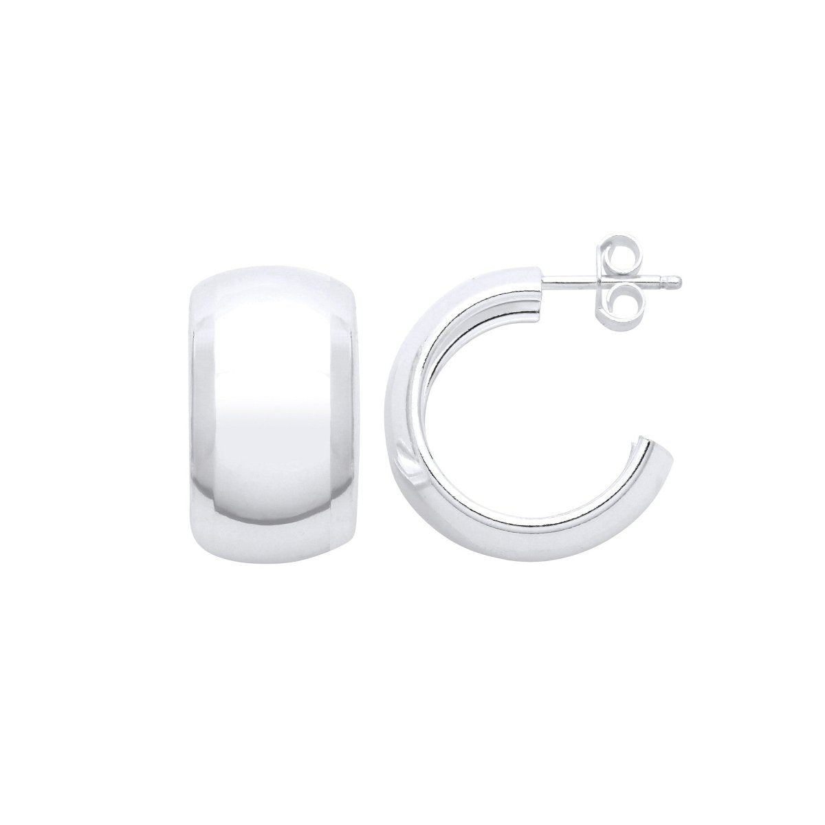 Sterling Silver 10mm Wide Fancy Hoop Earrings - Samuel Perry