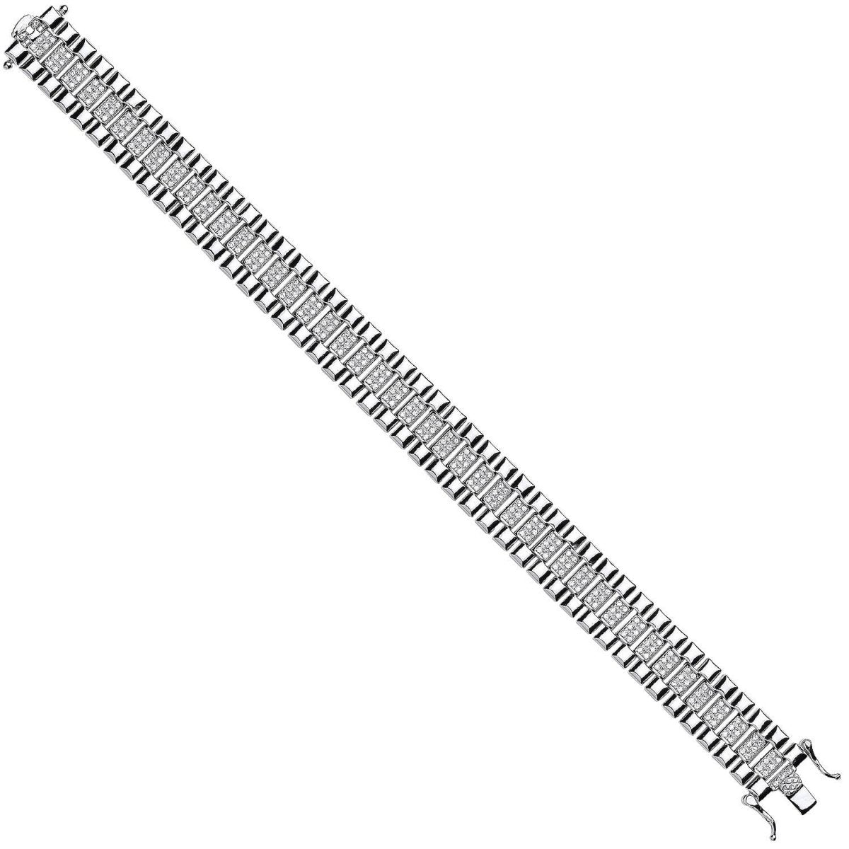 Sterling Silver 12mm Luxury Fancy Cz Link Baby & Ladies Bracelet - Samuel Perry