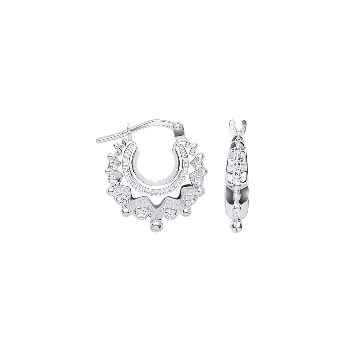 Sterling Silver 15.5mm Fancy Creoles - Samuel Perry