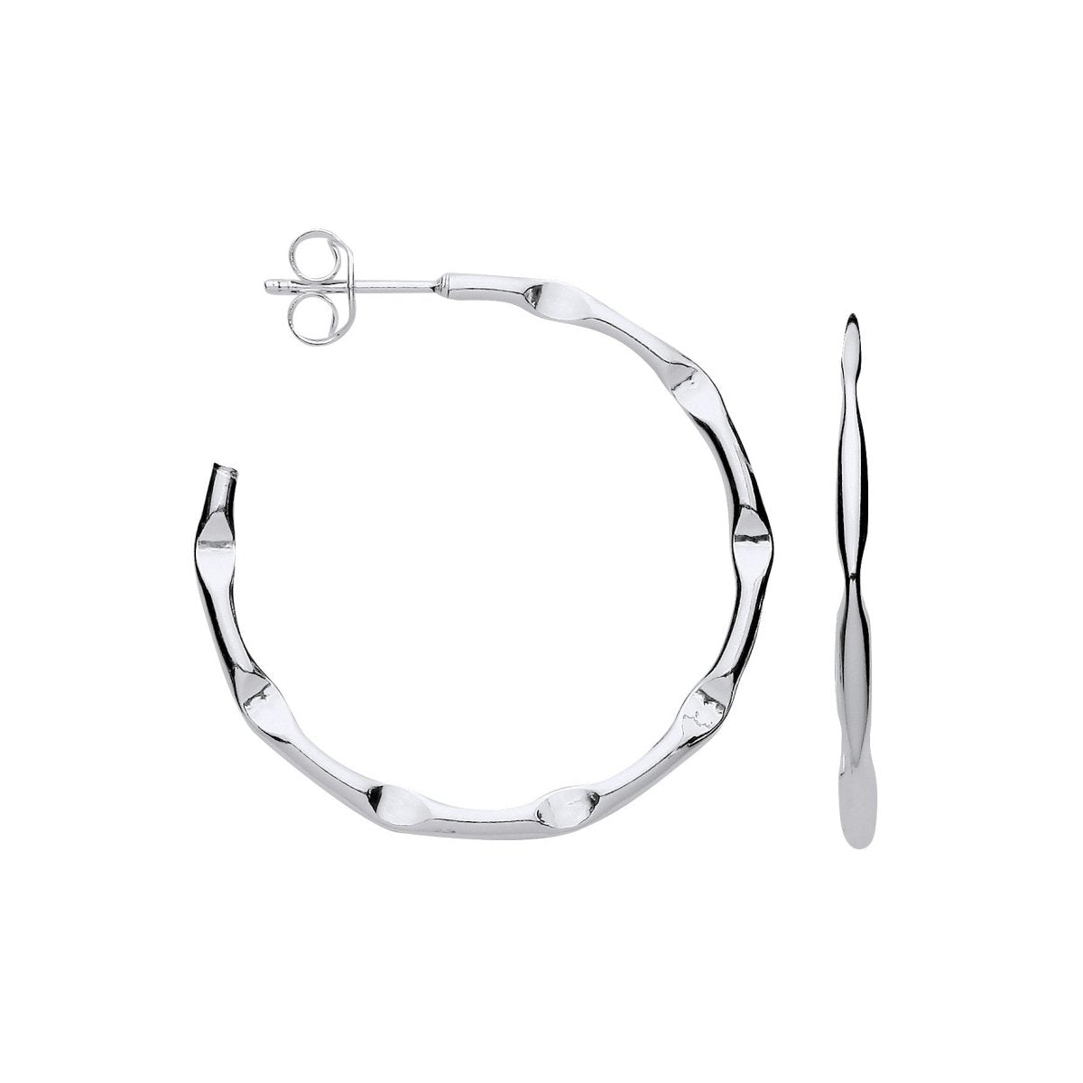 Sterling Silver 2mm Bamboo Hoop Earrings - Samuel Perry