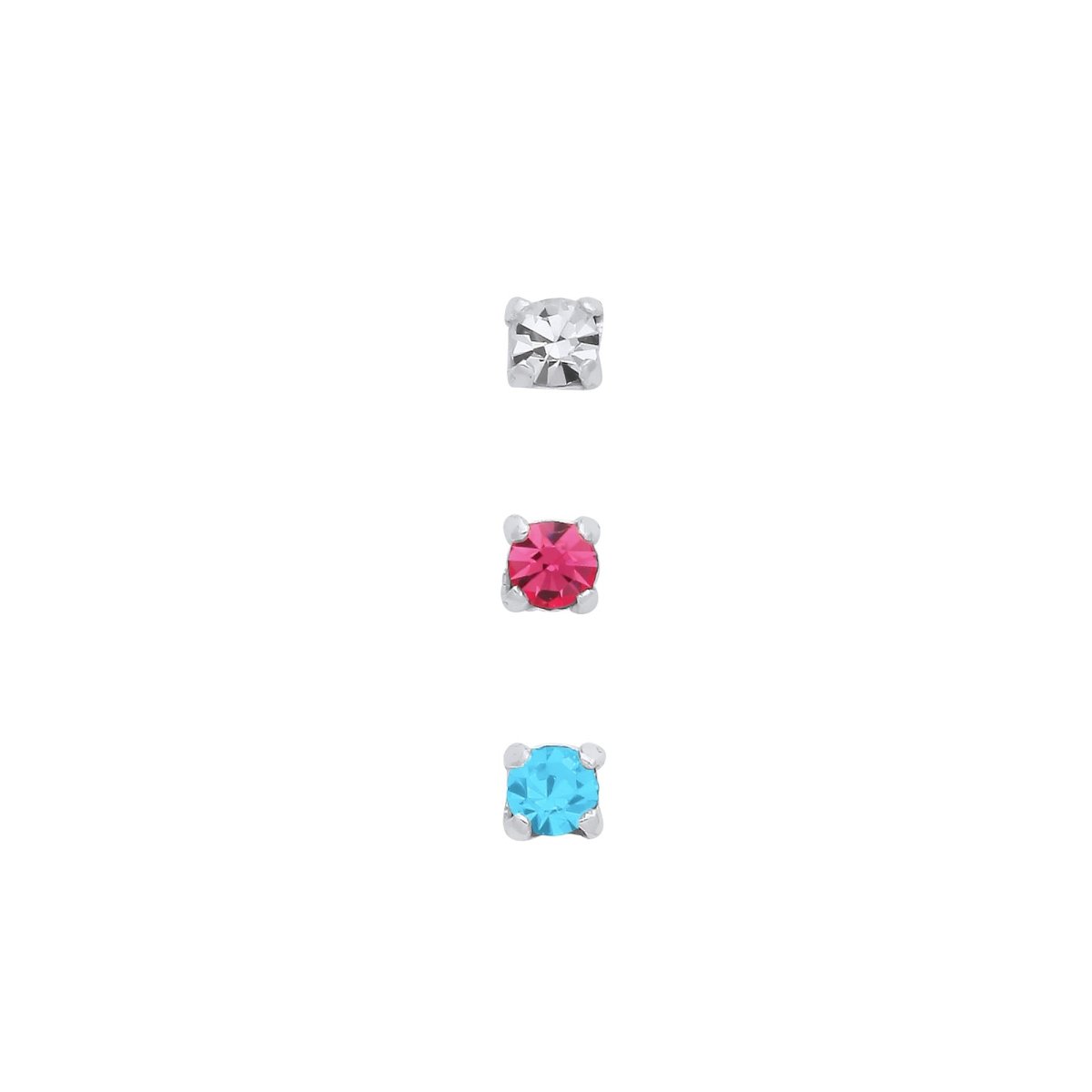 Sterling Silver 2mm Crystal Nose Studs (set of 3) - Samuel Perry