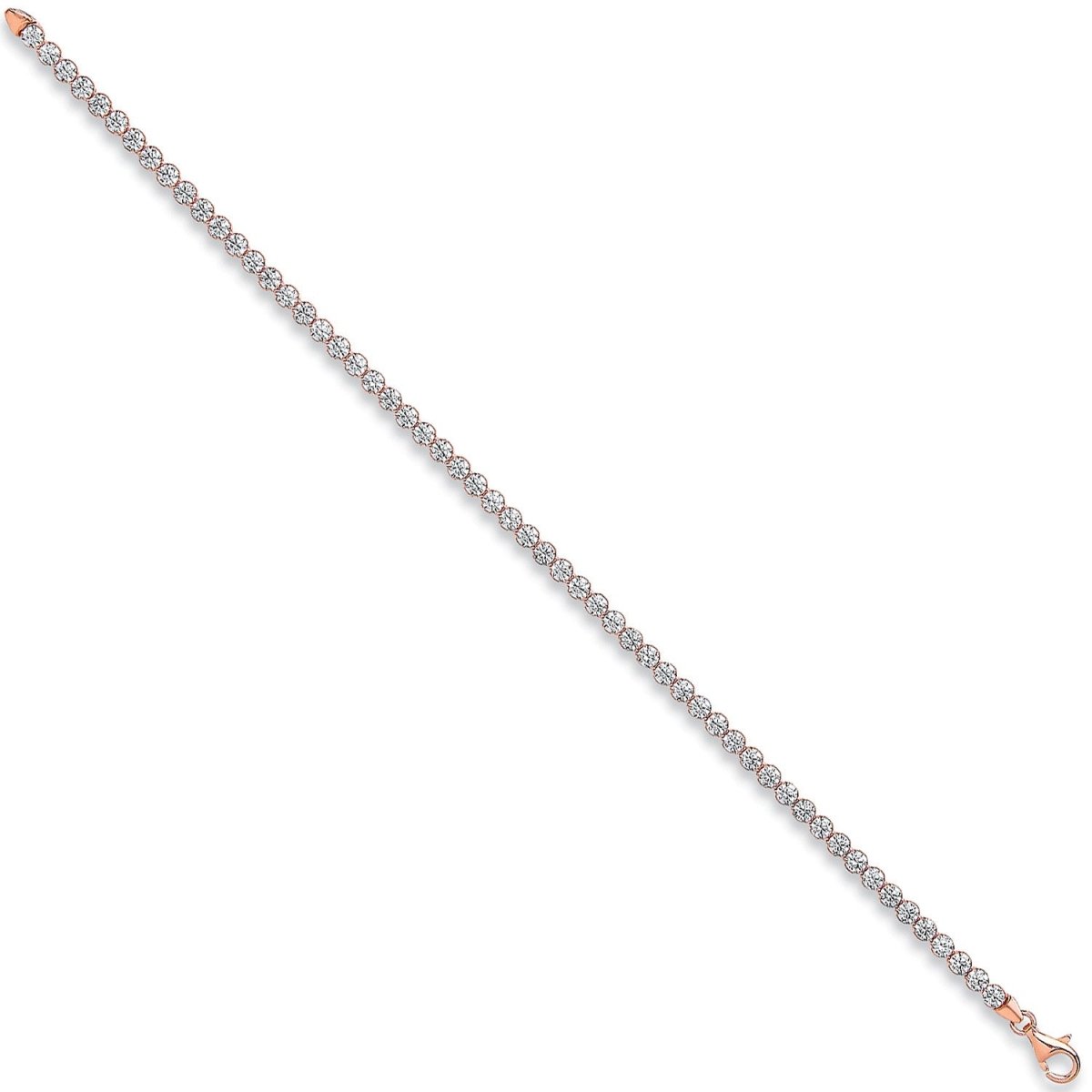 Sterling Silver 3mm Luxury Rose Plated Round CZ Tennis Bracelet - Samuel Perry
