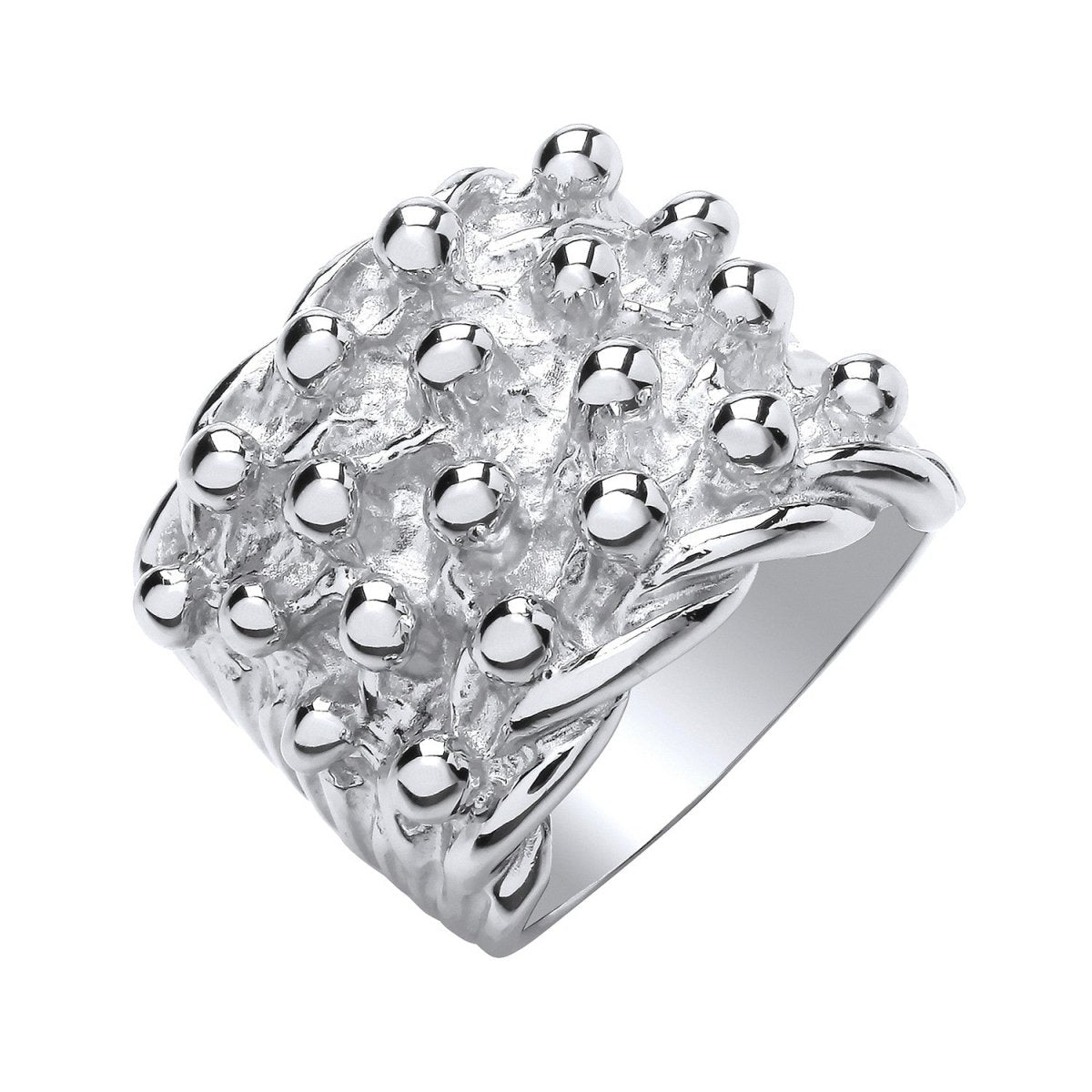 Sterling Silver 4 Row Keeper, Woven Back Large Ring - Samuel Perry