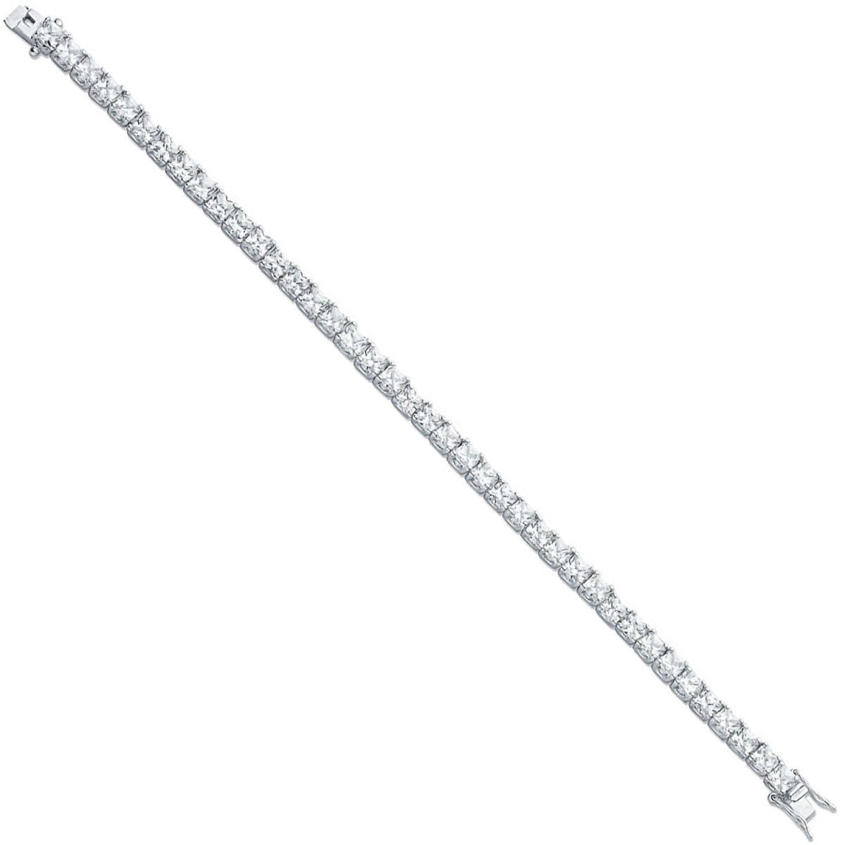 Sterling Silver 4.3mm Princess Cut Cz Tennis Bracelet - Samuel Perry