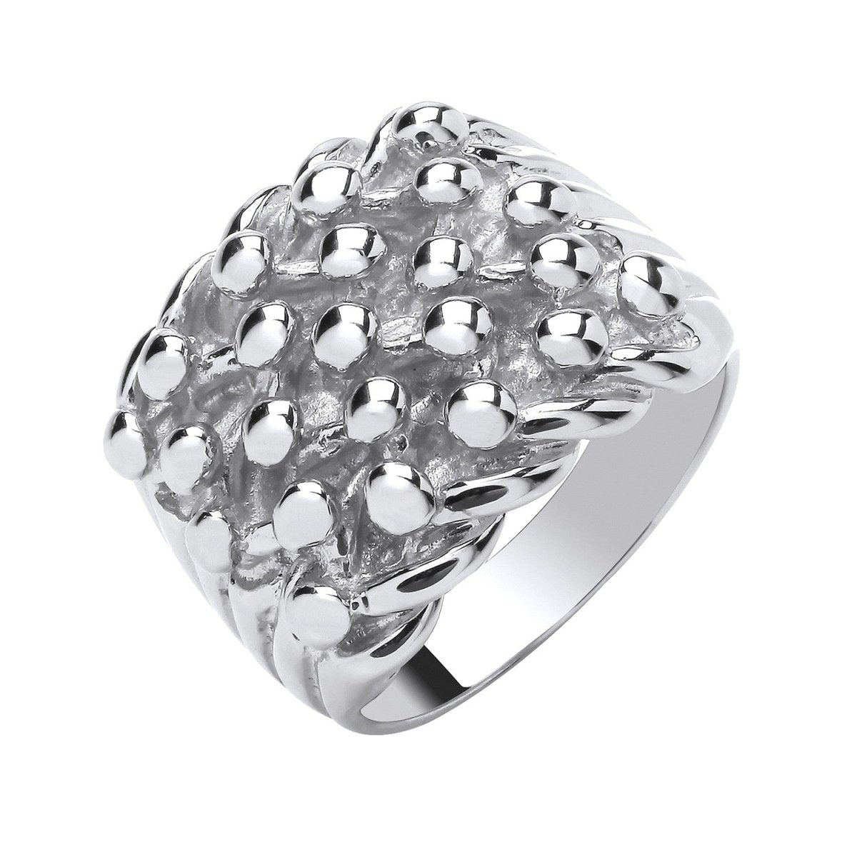 Sterling Silver 5 Row Keeper, Woven Back Ring - Samuel Perry