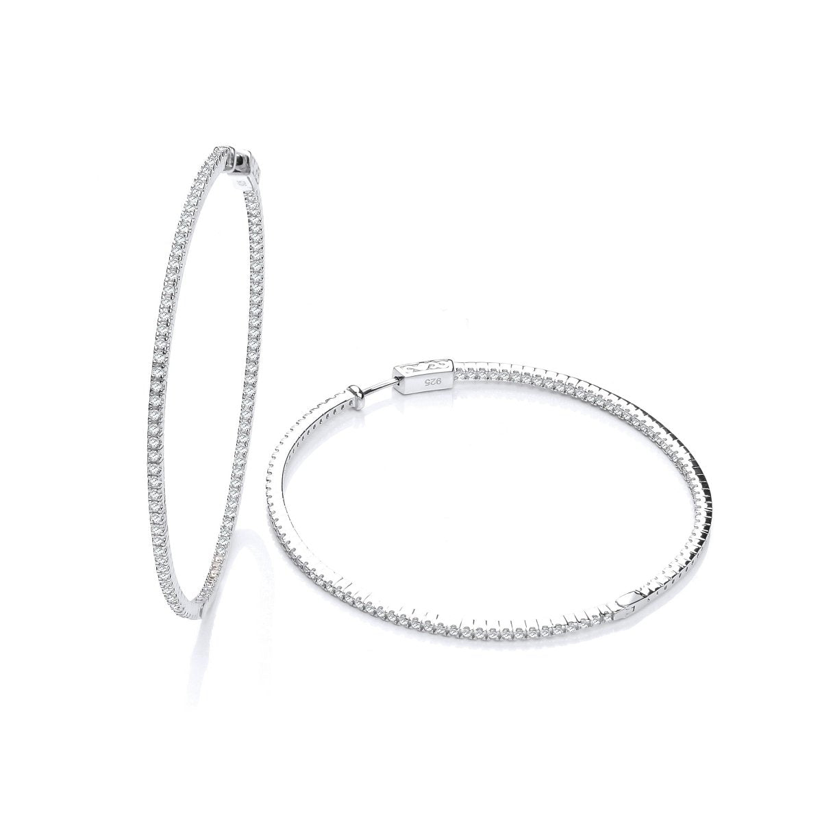 Sterling Silver 60mm Hoop CZ Earrings - Samuel Perry