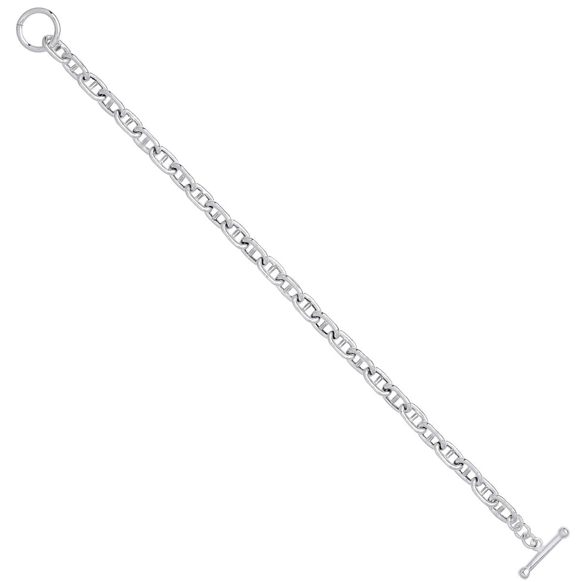 Sterling Silver 6mm Anchor Chain T - Bar Ladies Bracelet - Samuel Perry