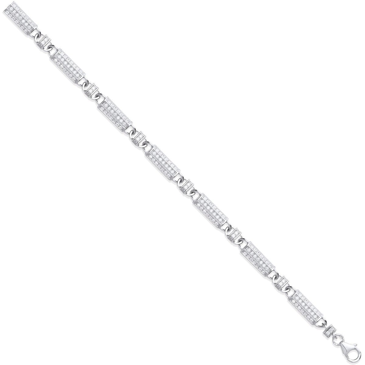 Sterling Silver 6mm Bullet Link Cz Set Chain & Bracelet - Samuel Perry