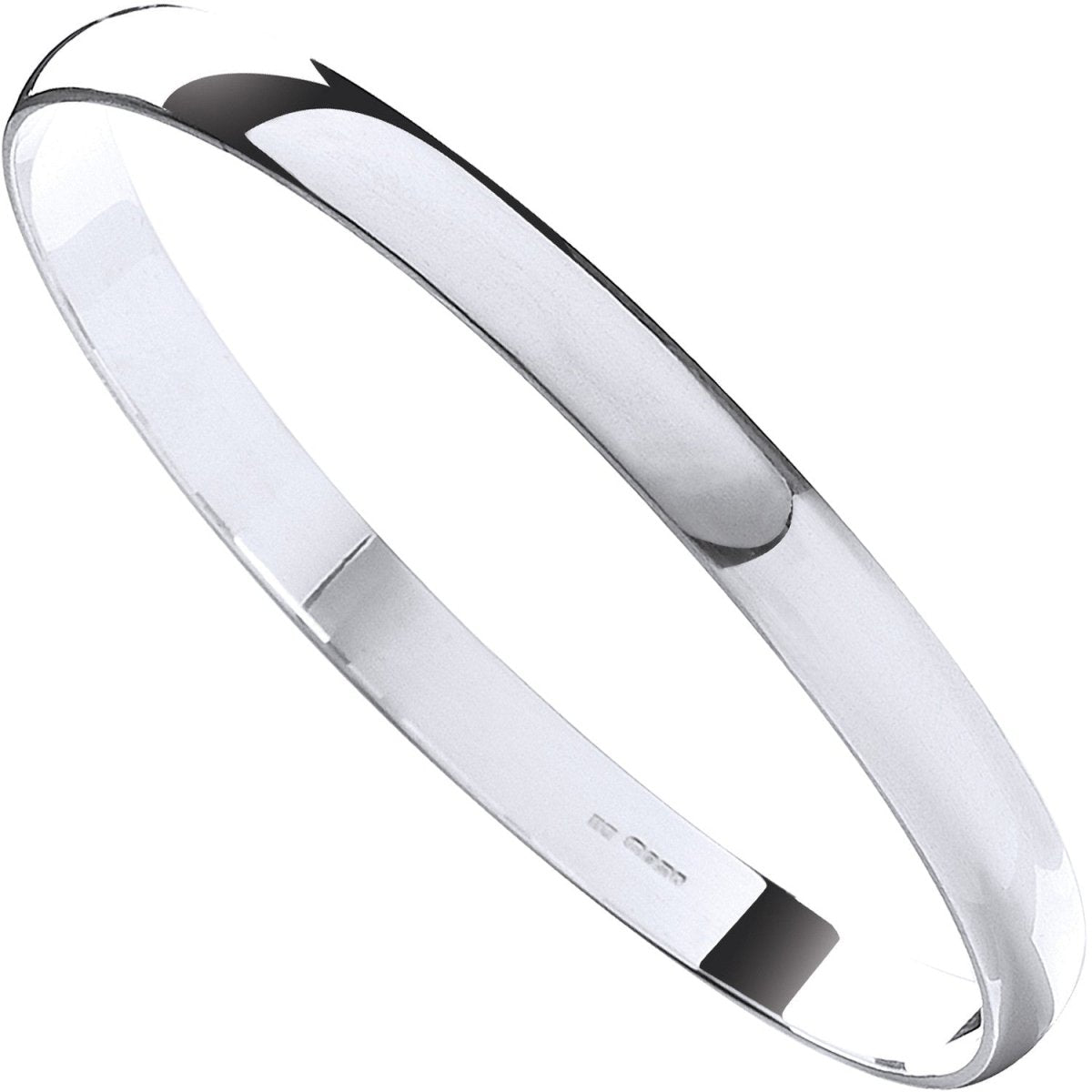 Sterling Silver 7mm D - Shaped Bangle - Samuel Perry