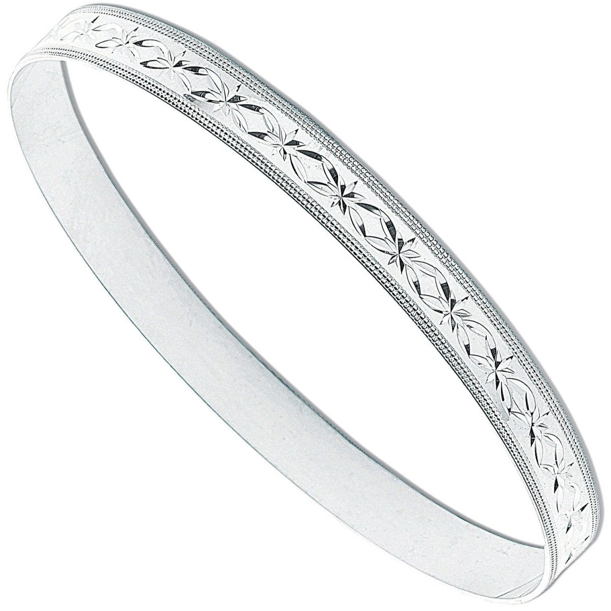 Sterling Silver 7mm Sleek D/C Slave Bangle - Samuel Perry
