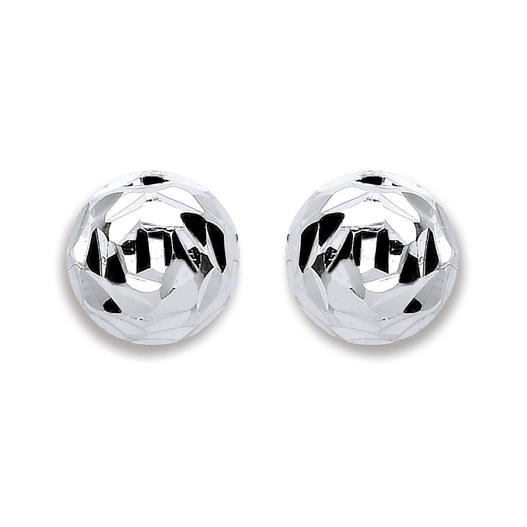 Sterling Silver 8mm Disco Half Ball Earrings - Samuel Perry