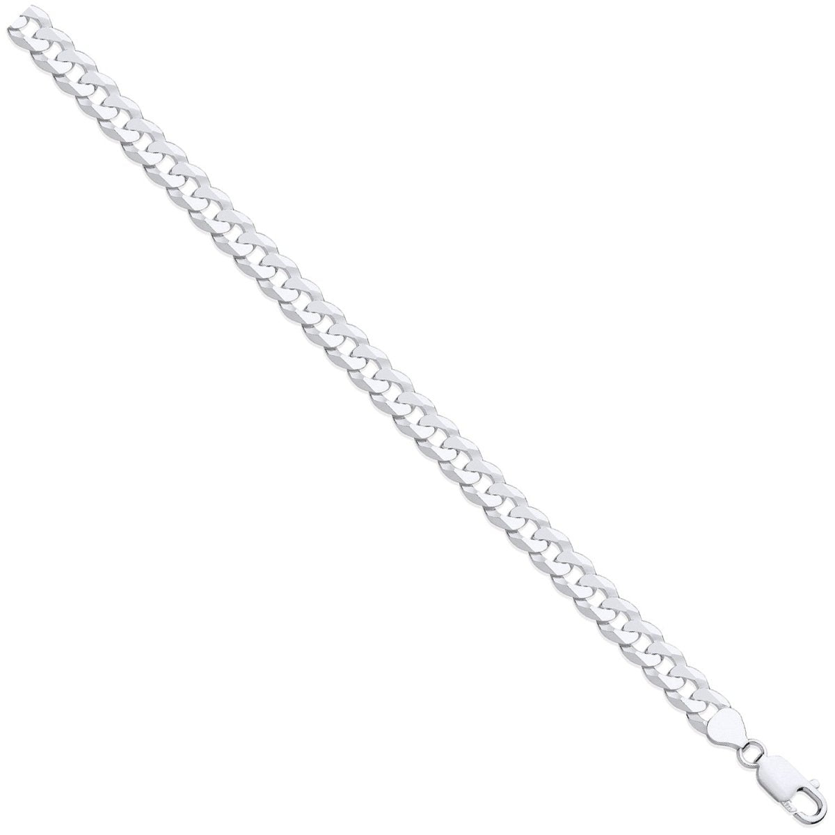 Sterling Silver 8mm Flat Curb Bracelet - Samuel Perry