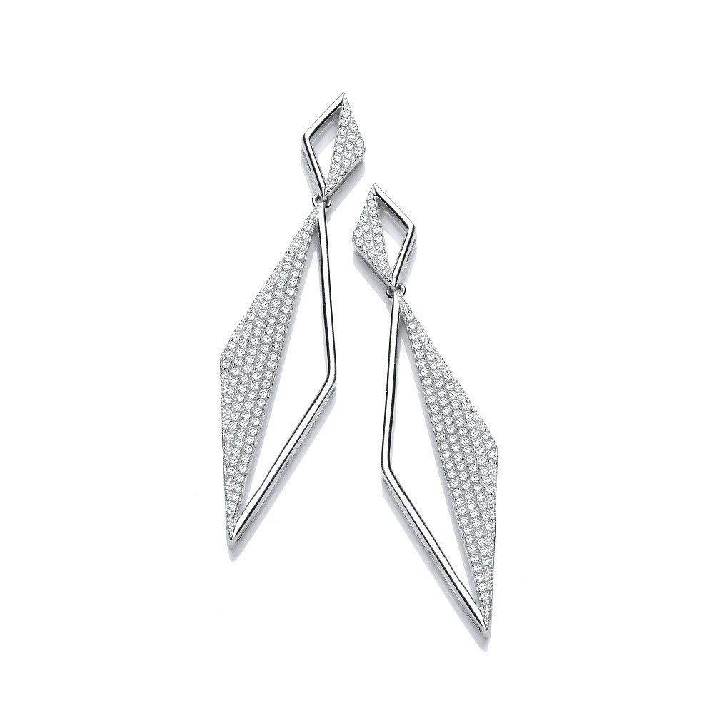 Sterling Silver Art Deco CZ Drop Earrings - Samuel Perry