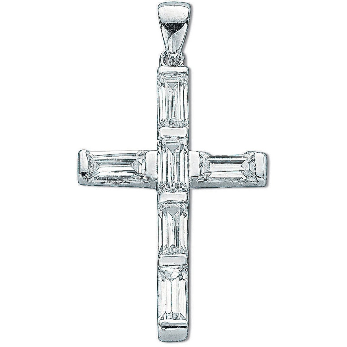 Sterling Silver Baguette Cut CZ Cross Pendant - Samuel Perry