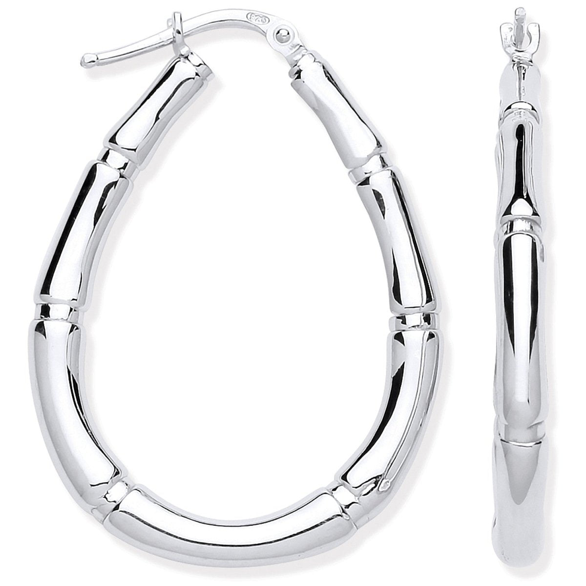 Sterling Silver Bamboo Creole Earrings - Samuel Perry