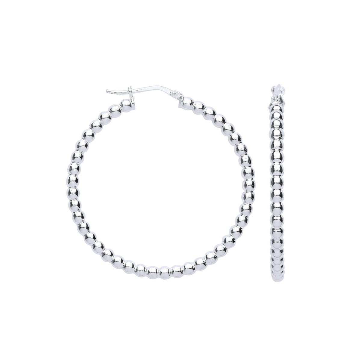 Sterling Silver Bead 41mm Hoop Earrings - Samuel Perry