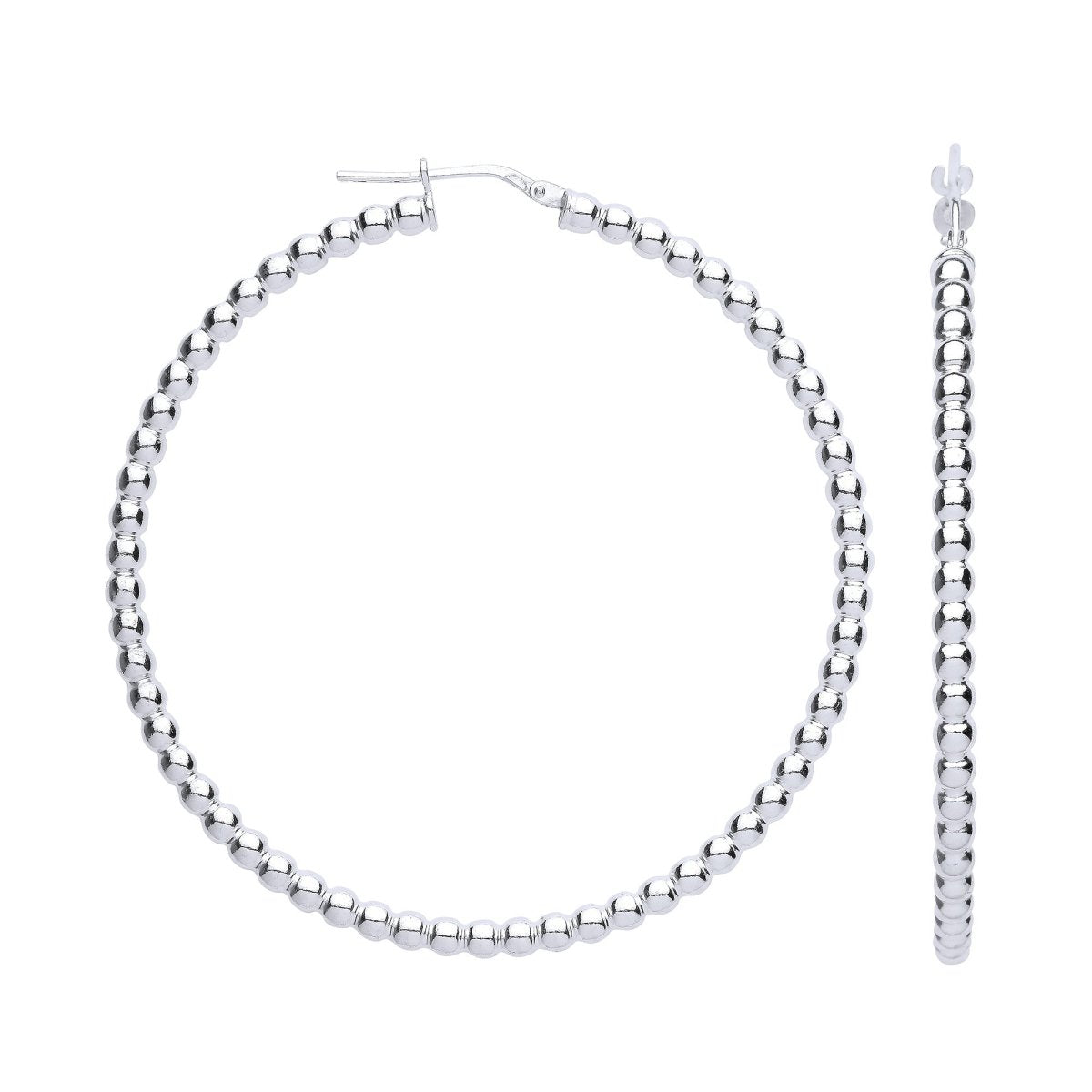 Sterling Silver Bead 56mm Hoop Earrings - Samuel Perry