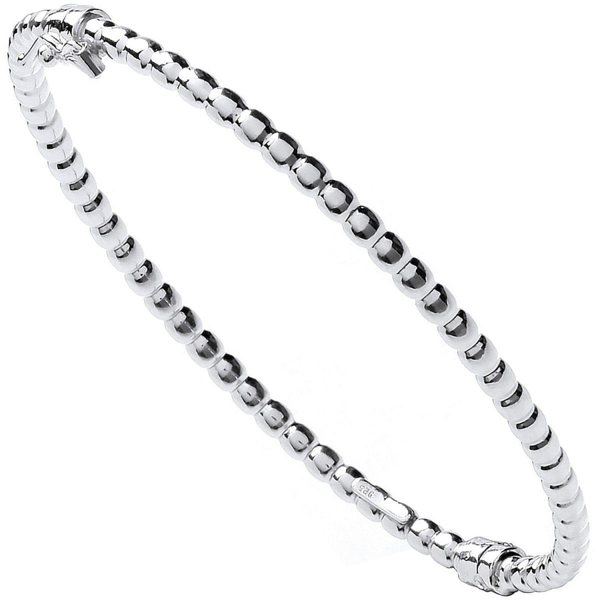 Sterling Silver Bead Ladies Bangle - Samuel Perry