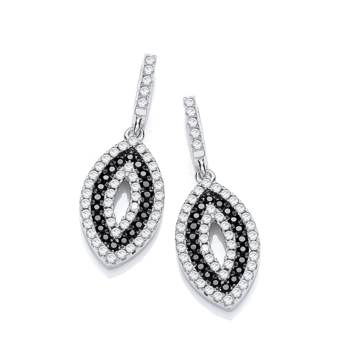 Sterling Silver Black CZ Drop Earrings - Samuel Perry