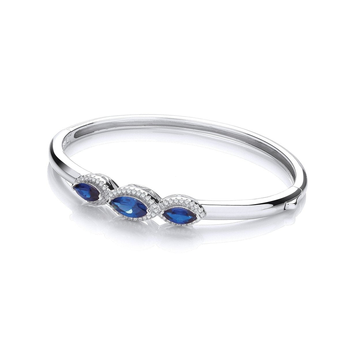 Sterling Silver Blue Azure Marquise CZ Bangle - Samuel Perry
