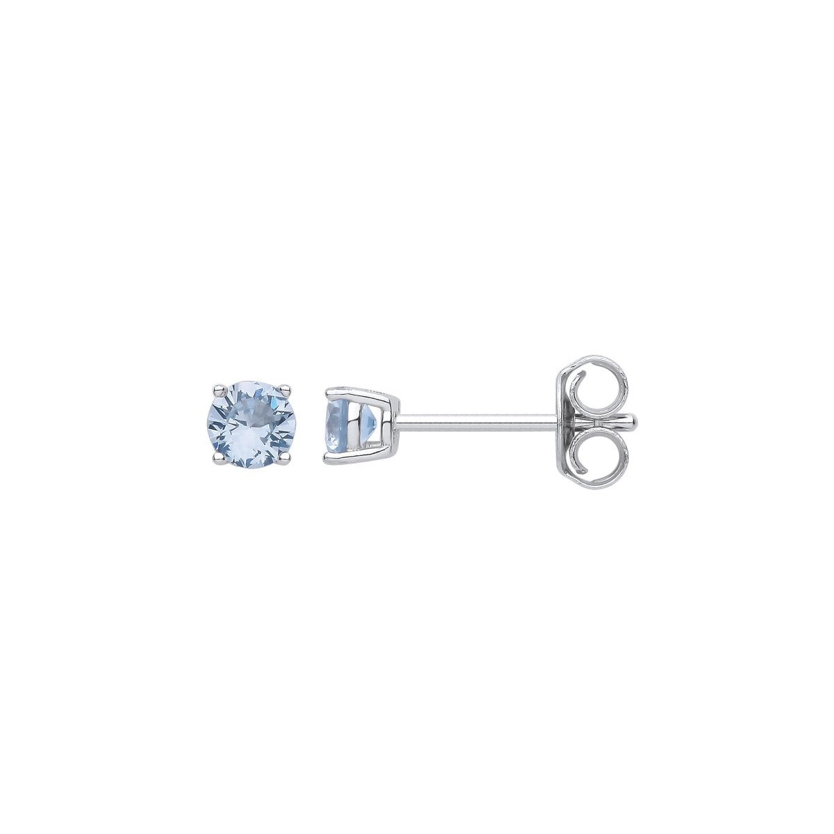 Sterling Silver Blue CZ Round Brilliant 4mm Studs - Samuel Perry