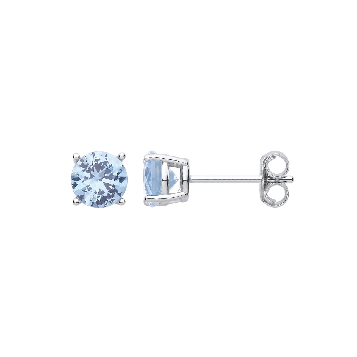 Sterling Silver Blue CZ Round Brilliant 6mm Studs - Samuel Perry
