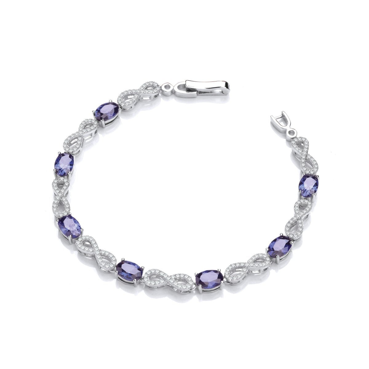 Sterling Silver Blue Sapphire CZ Infinity Bracelet - Samuel Perry
