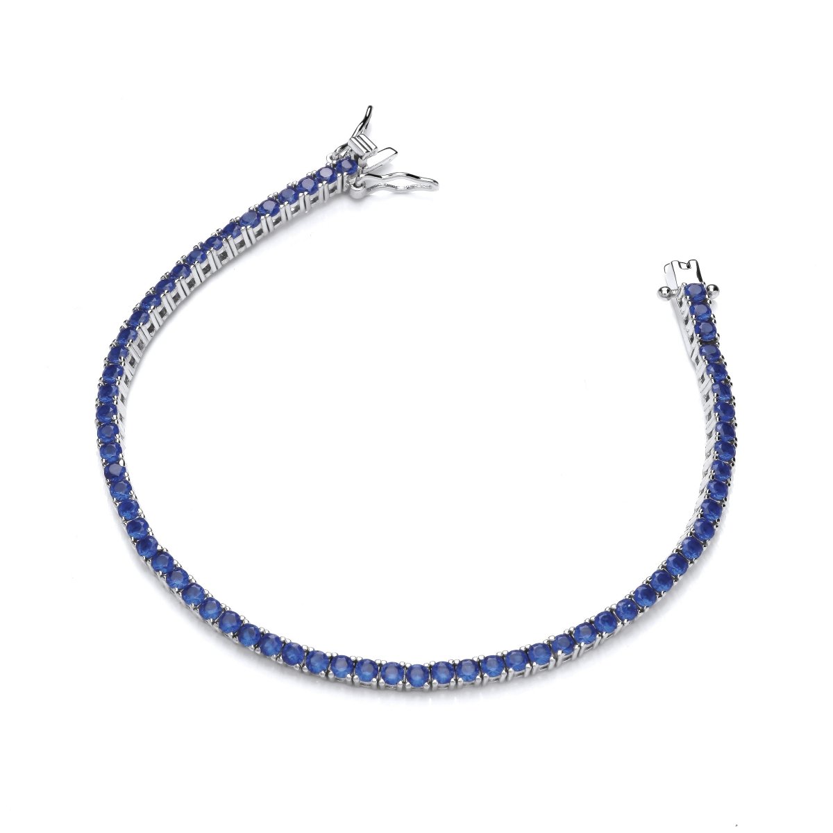 Sterling Silver Blue Sapphire CZ Tennis Bracelet - Samuel Perry