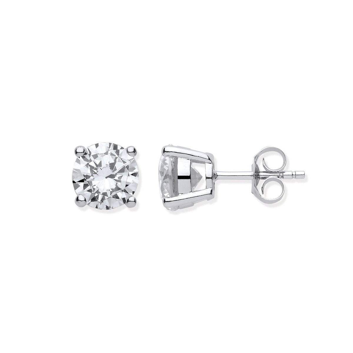 Sterling Silver Brilliant Cut Cz 8mm Claw Set Stud - Samuel Perry