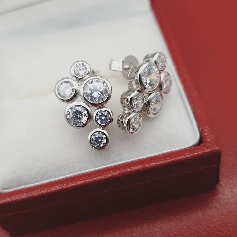 Sterling Silver Bubble CZ Stud Earrings - Samuel Perry