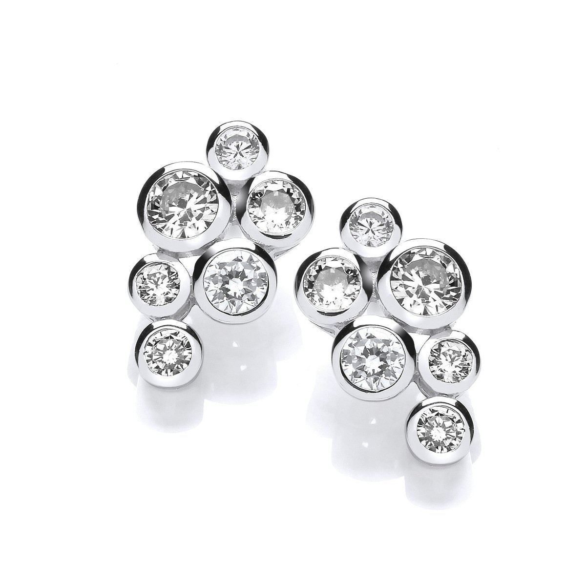 Sterling Silver Bubble CZ Stud Earrings - Samuel Perry