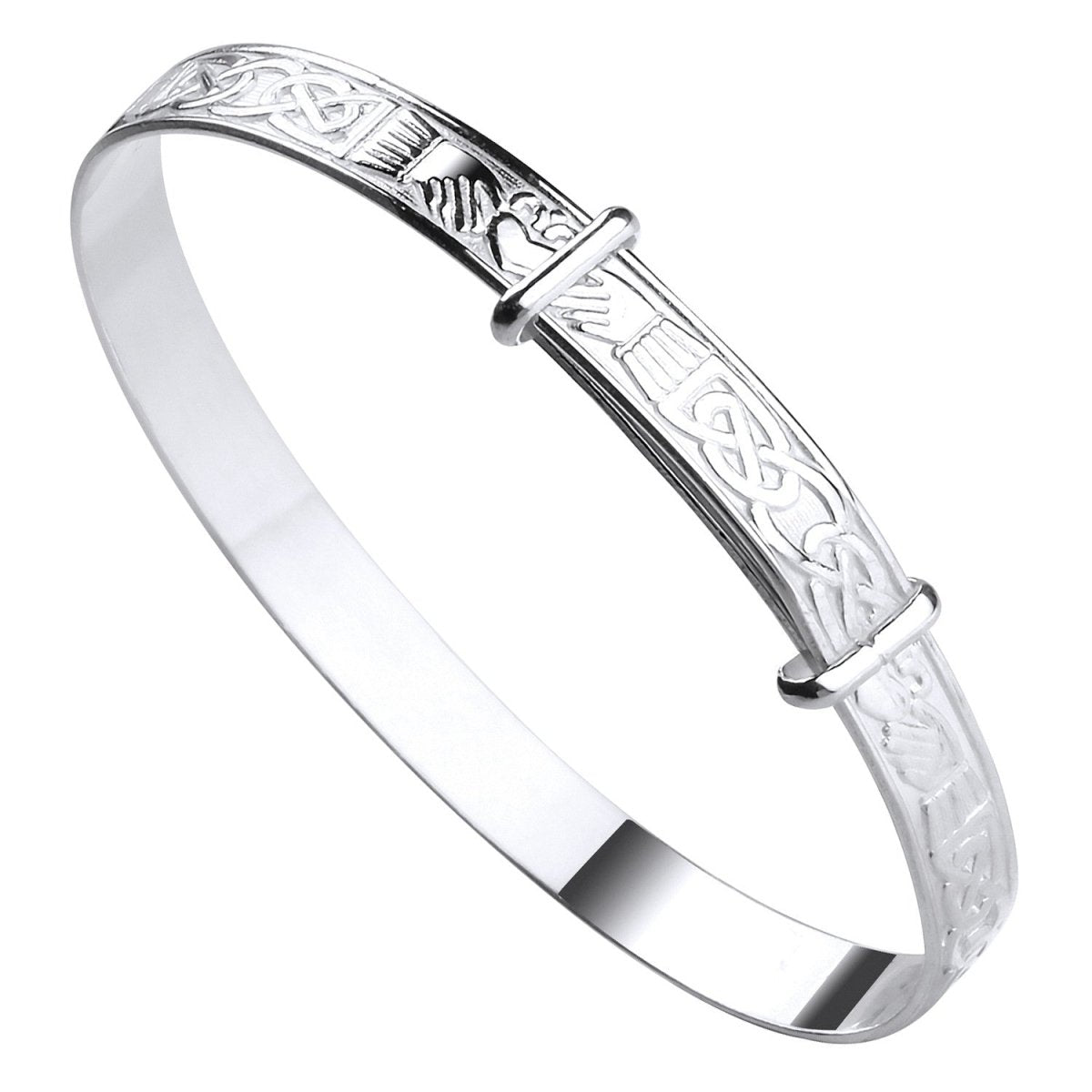 Sterling Silver Celtic Claddagh Expandable Baby Bangle - Samuel Perry
