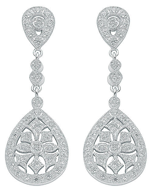 Sterling Silver Chandelier Cz Drop Earrings - Samuel Perry