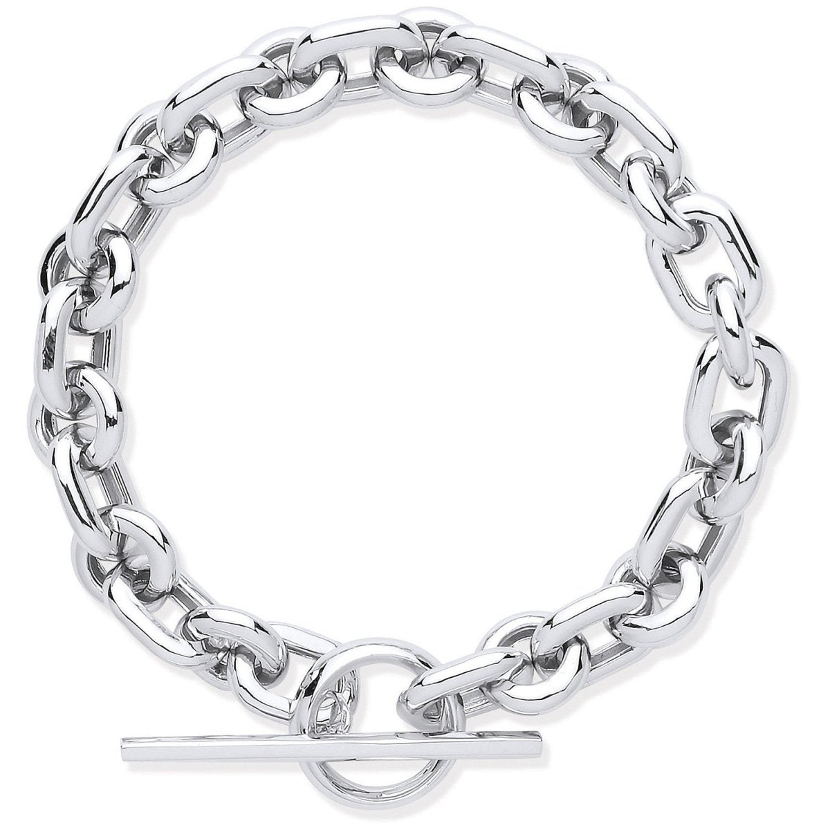 Sterling Silver Chunky Link T - Bar Bracelet - Samuel Perry