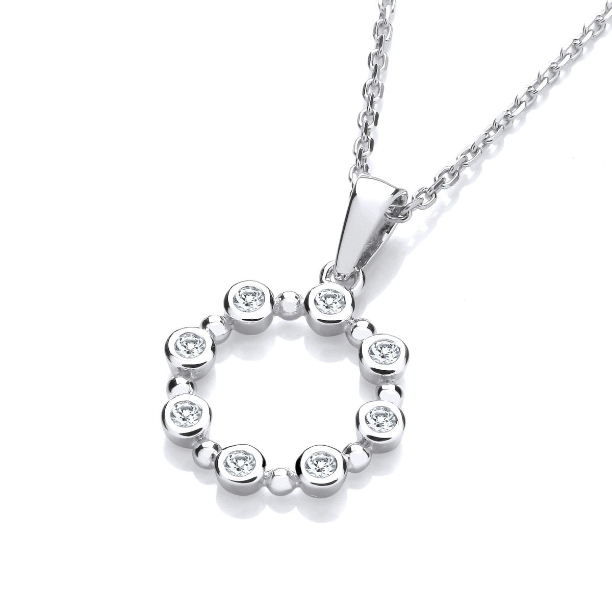 Sterling Silver Circle CZ Pendant - Samuel Perry