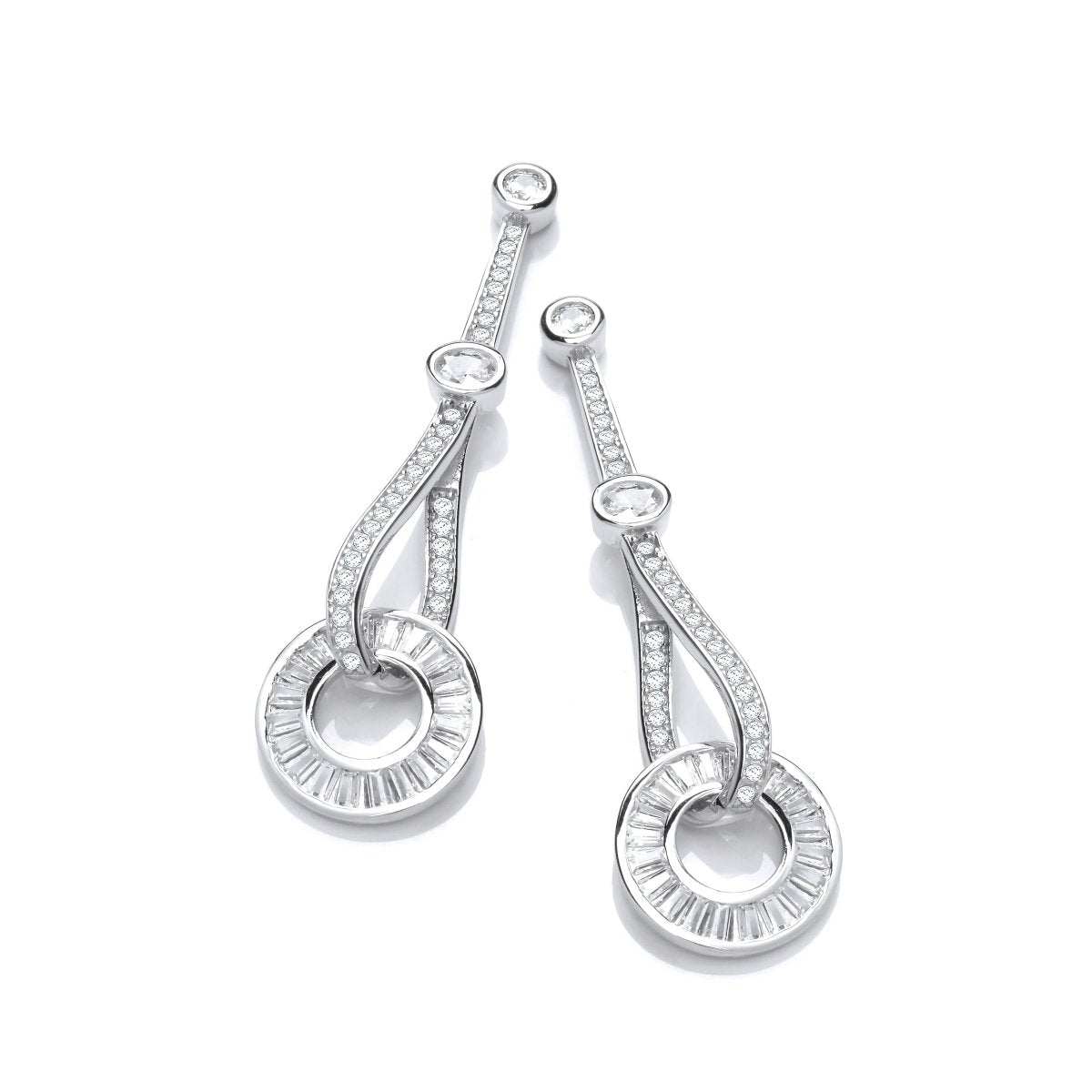 Sterling Silver Circle of Life Drop CZ Earrings - Samuel Perry